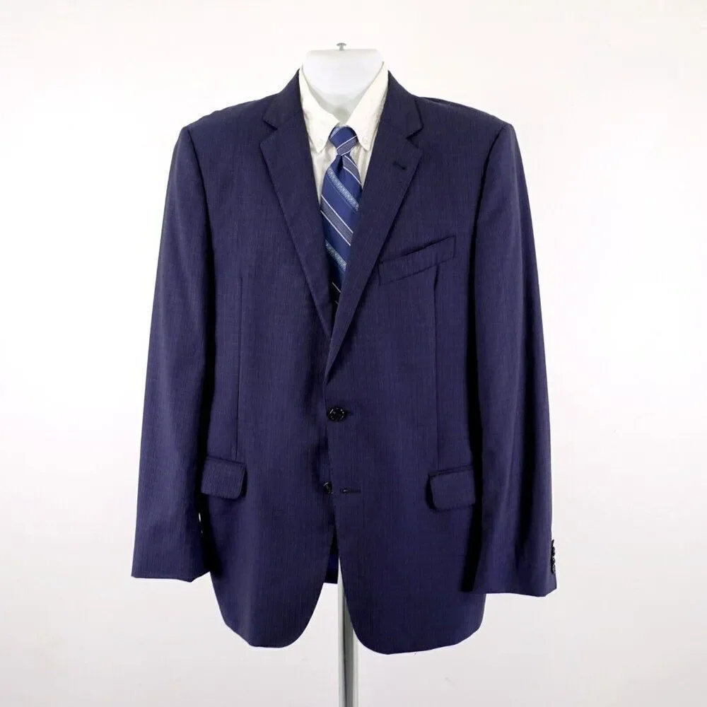 Joseph Abboud Reda‎ Super 110s Wool Blue Check 40R 2 Button Sport Coat Tag 42L
